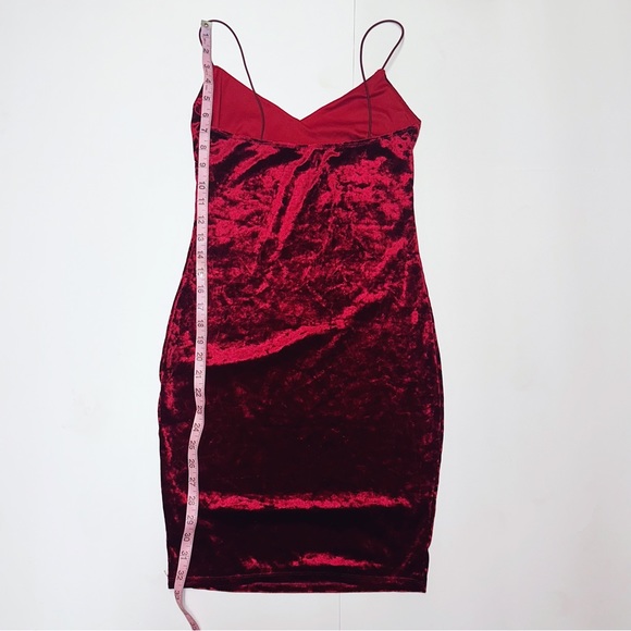 Red maroon velvet mini dress fashion nova spaghetti strap club wear Size Medium - Picture 7 of 7